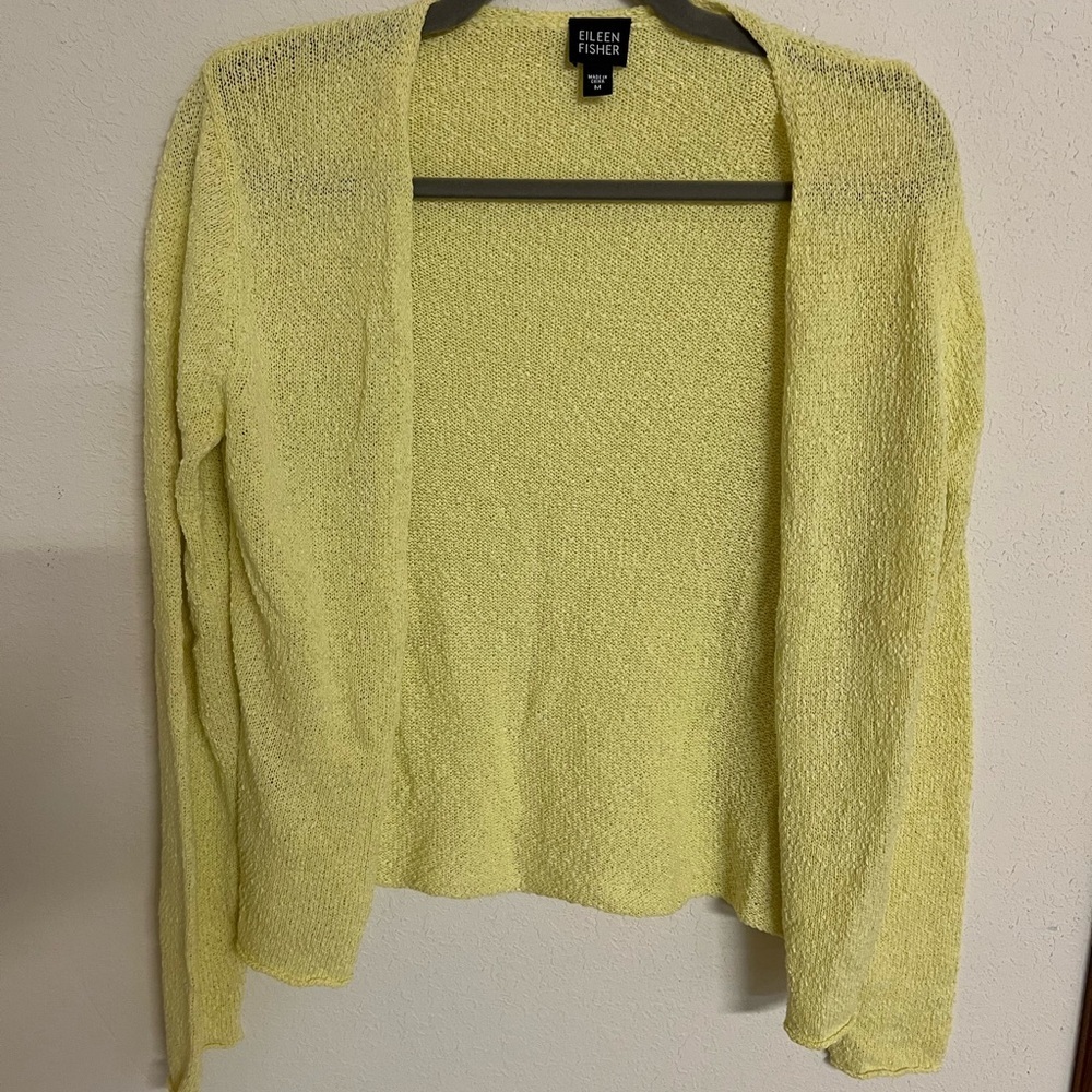 EILEEN FISHER Soft Lemon Open-Front Cardigan